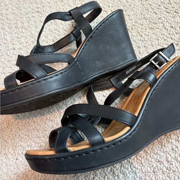 Black Wedge Sandals - Picture 1 of 3